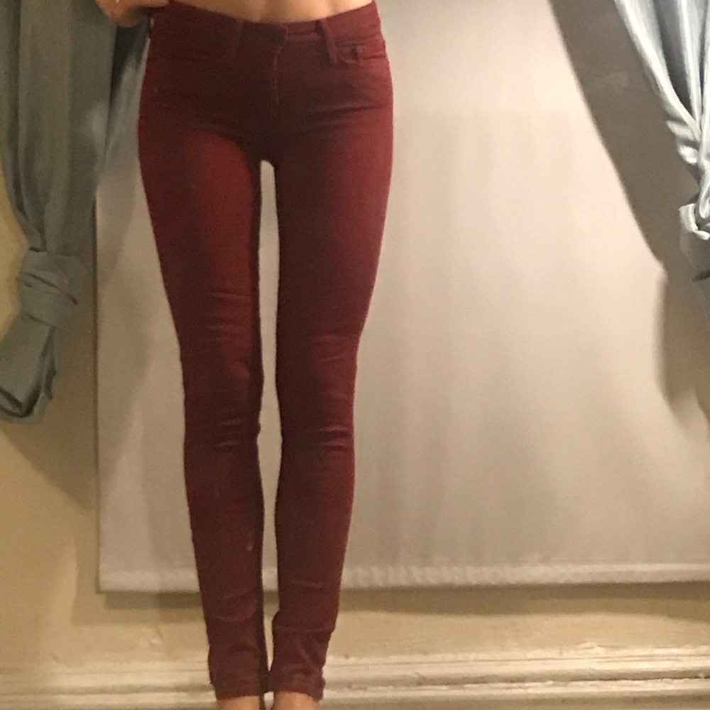 Vince Maroon soft jean skinny jeans, size 24